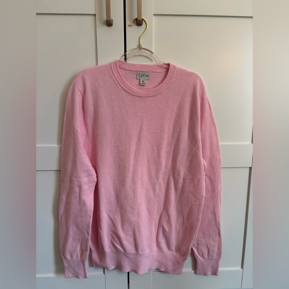 J. Crew Knit for J.Crew Classic-Fit Crewneck Sweater in Pink Cotton Size Small